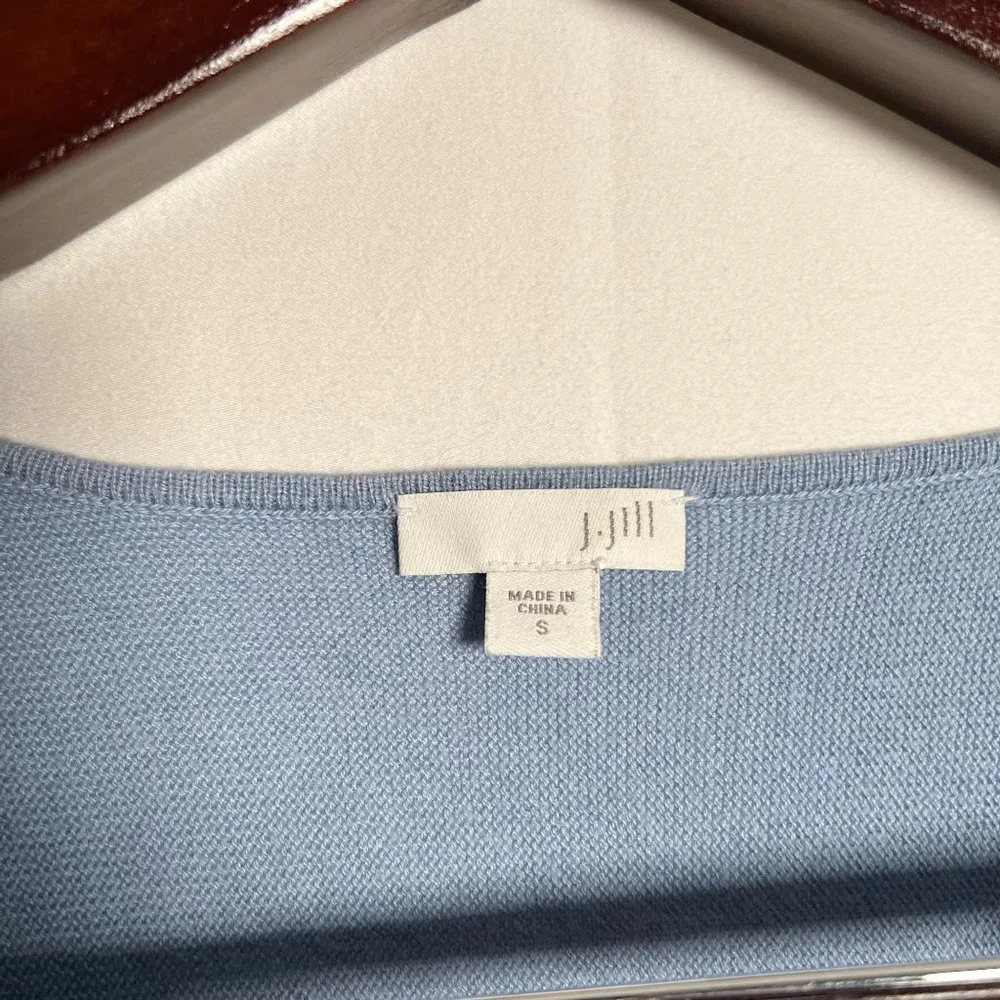J Jill cotton knit tunic blue small long sleeve womens v neck‎ sweater